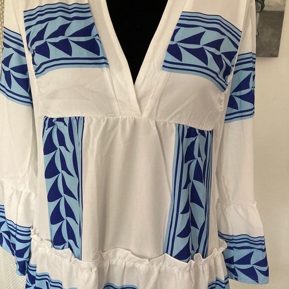 White patterned BRAND NEW summer dress! Size L - Picture 4 of 8